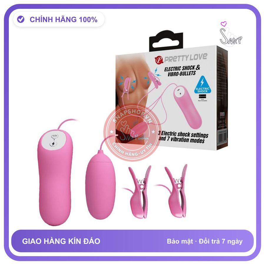Kẹp Núm Vú Sốc Điện Kèm Trứng Rung Romantic Wave chính hãng - 3 cấp độ rung, sạc USB, chất liệu an toàn cho da - giao hàng che tên kín đáo