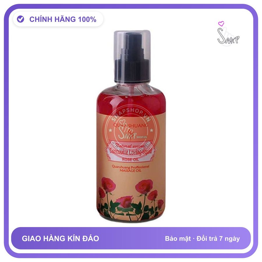 Tinh Dầu Massage Quanshuang Hương Hoa Hồng Thư Giãn chính hãng - dung tích 300ml, dịu nhẹ an toàn cho da, dễ rửa sạch - giao hàng che tên kín đáo