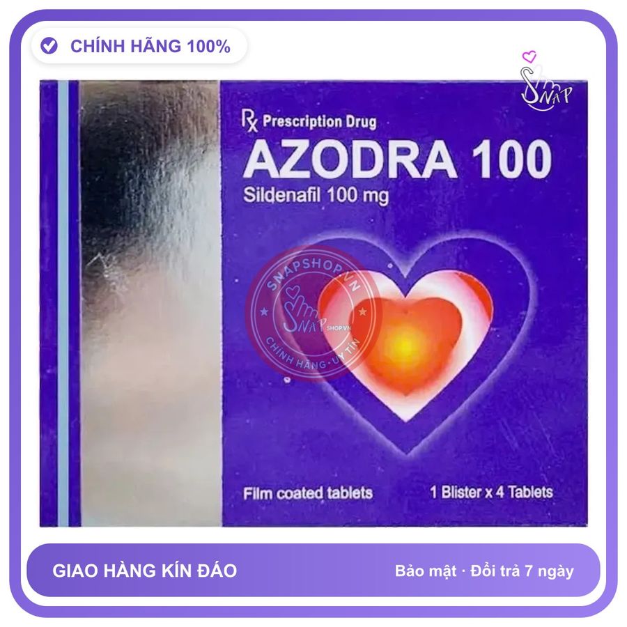 Viên Uống Cường Dương Nam Ấn Độ Azodra 100 - 4 Viên chính hãng - hỗ trợ tăng cường sinh lý, hàng chuẩn nguồn gốc rõ ràng, dùng đều đặn mỗi ngày - giao hàng che tên kín đáo