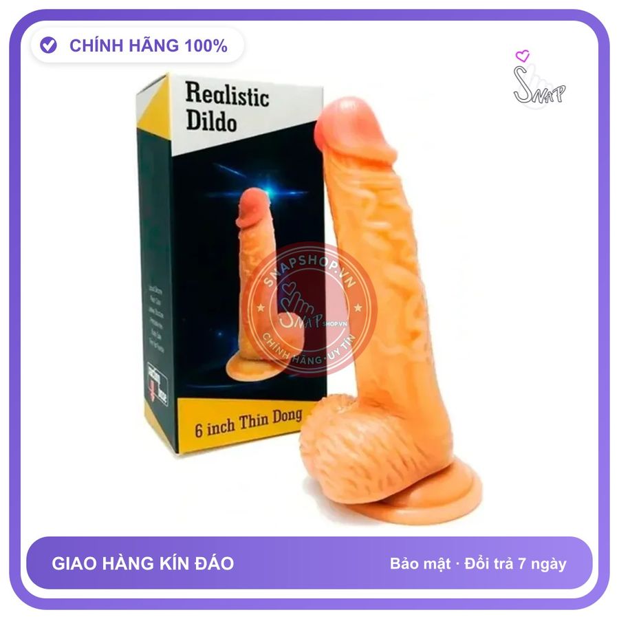 Dương Vật Giả Realistic Dildo 6 Inch Thin Dong chính hãng - sạc USB, silicone mềm mại, chất liệu an toàn cho da - giao hàng che tên kín đáo