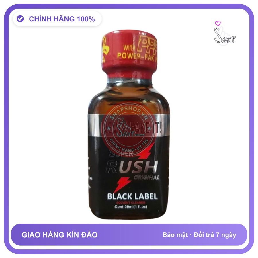 Popper Super Rush Black Label 30ml chính hãng - chai 30ml, hương dịu không nồng, hàng chuẩn nhập khẩu - giao hàng che tên kín đáo