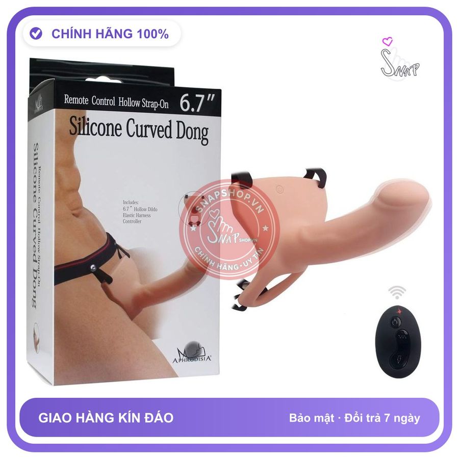 Dương Vật Giả Dây Đeo Rỗng Có Rung Điều Curved Dong USA chính hãng - 10 chế độ rung, sạc USB, điều khiển từ xa - giao hàng che tên kín đáo