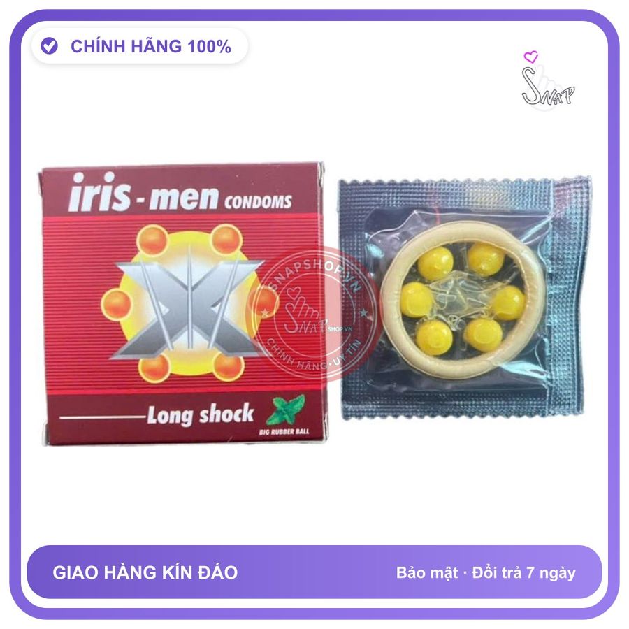 Bao Cao Su Bi Iris Men 6 Bi Lớn chính hãng - siêu mỏng 0.02mm, có gai nổi, ôm sát cảm giác thật - giao hàng che tên kín đáo