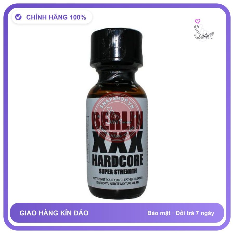Popper Berlin XXX Hardcore Aroma Chai 25ml Siêu Mạnh chính hãng - hương dịu không nồng, hàng chuẩn nhập khẩu, nắp kín không bay hơi - giao hàng che tên kín đáo