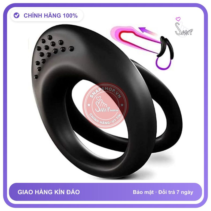 Vòng Đeo Dương Vật Đen Có Gai Rung chính hãng - silicone mềm mại, chất liệu an toàn cho da, dễ vệ sinh - giao hàng che tên kín đáo