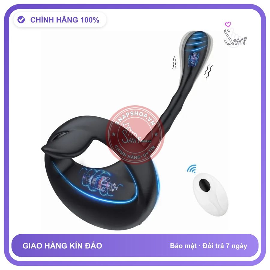 Vòng Rung Dương Vật Kèm Kích Thích Hậu Môn chính hãng - 9 chế độ rung, sạc USB, điều khiển từ xa - giao hàng che tên kín đáo
