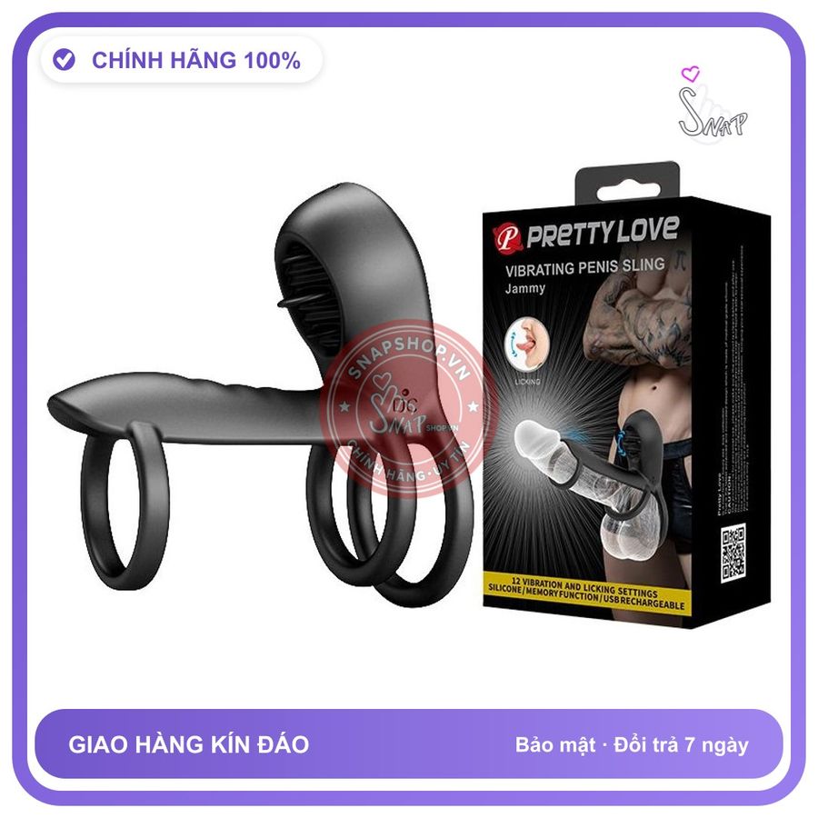 Vòng Rung Đeo Dương Vật Prettylove Sling chính hãng - 12 chế độ rung, silicone mềm mại, chất liệu an toàn cho da - giao hàng che tên kín đáo