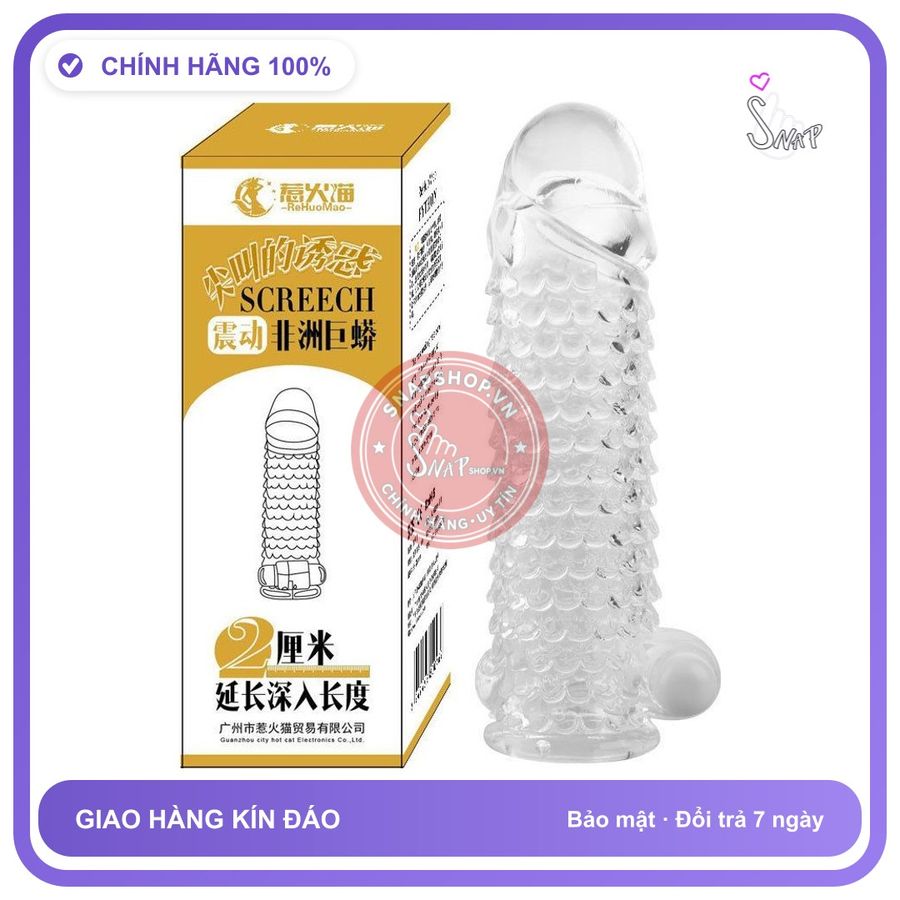 Bao Cao Su Đôn Dên Screech Vảy Cá Có Rung Gốc chính hãng - ôm sát cảm giác thật, chất liệu latex an toàn, hàng nhập khẩu - giao hàng che tên kín đáo