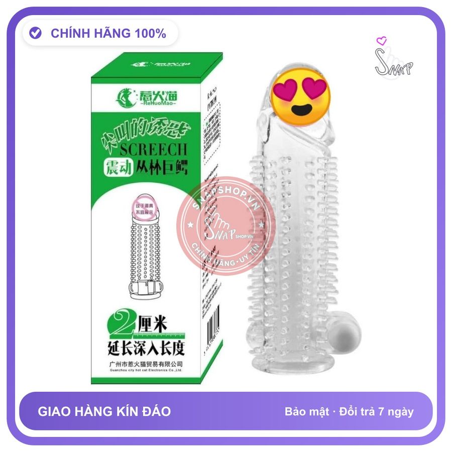 Bao Cao Su Đôn Dên Screech Có Nhiều Gai Và Rung chính hãng - có gai nổi, ôm sát cảm giác thật, chất liệu latex an toàn - giao hàng che tên kín đáo
