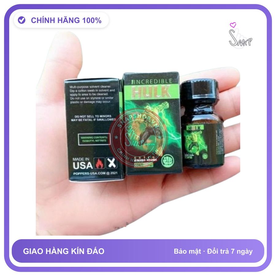 Popper The Incredible Hulk 10ml Chính Hãng - chai 10ml, hương dịu không nồng, hàng chuẩn nhập khẩu - giao hàng che tên kín đáo