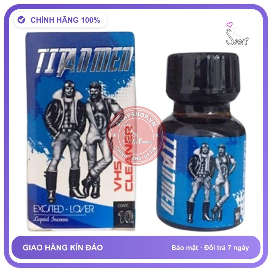 Popper Titanmen Xanh 10ml Chính Hãng - chai 10ml, hàng chuẩn nhập khẩu, nắp kín không bay hơi - giao hàng che tên kín đáo