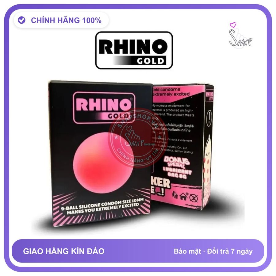 Bao Cao Su Rhino Gold Size Nhỏ 49mm Kèm chính hãng - ôm sát cảm giác thật, chất liệu latex an toàn, hàng nhập khẩu - giao hàng che tên kín đáo