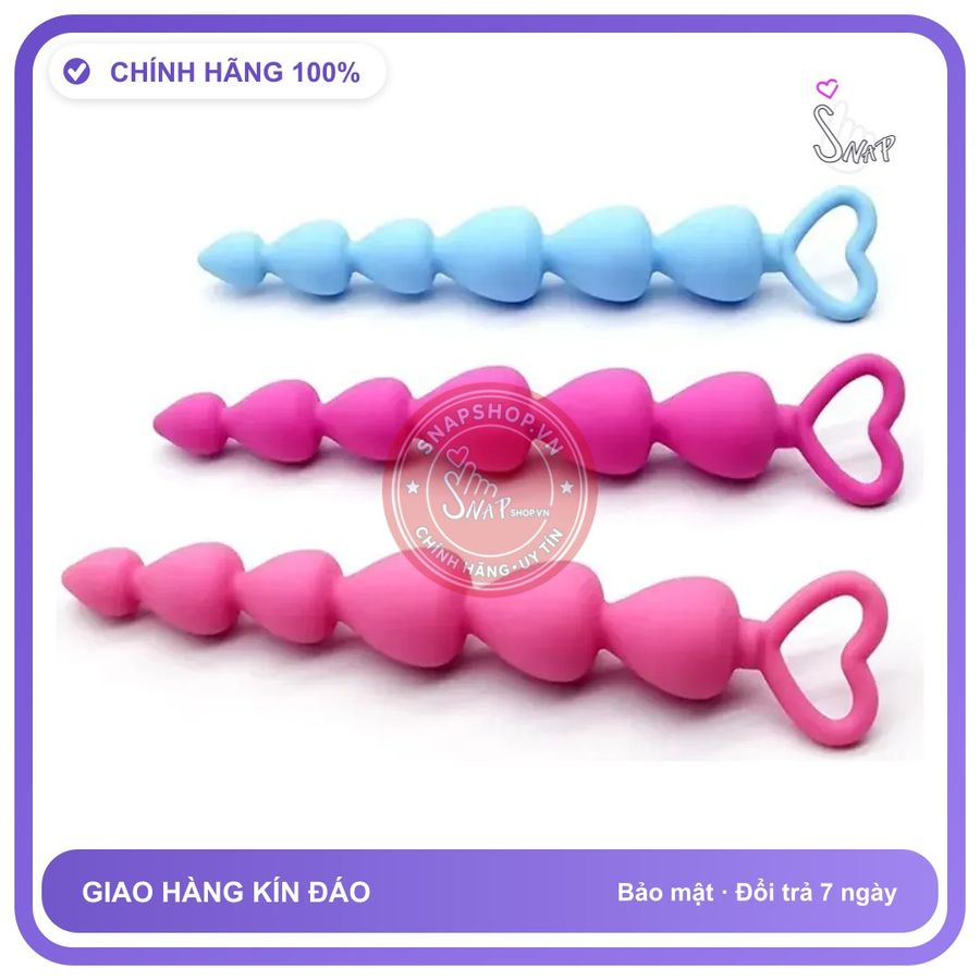 Chuỗi Hạt Trái Tim Kích Thích Hậu Môn Sướng Phê Tê Tái chính hãng - sạc USB, silicone cao cấp, chất liệu an toàn cho da - giao hàng che tên kín đáo