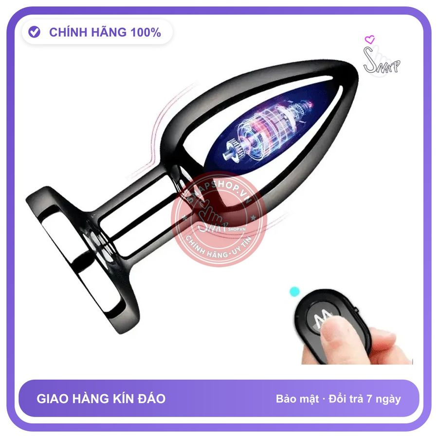 Phích Cắm Hậu Môn Kim Loại Điều Khiển Từ chính hãng - 10 chế độ rung, sạc USB, chất liệu an toàn cho da - giao hàng che tên kín đáo