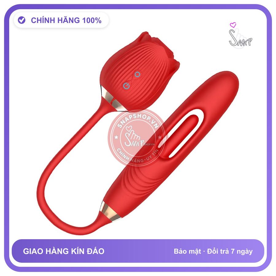 Máy Rung Hình Hoa Hồng Rung Hút Đa Năng chính hãng - rung êm không tiếng động, chất liệu an toàn cho da, dễ vệ sinh - giao hàng che tên kín đáo