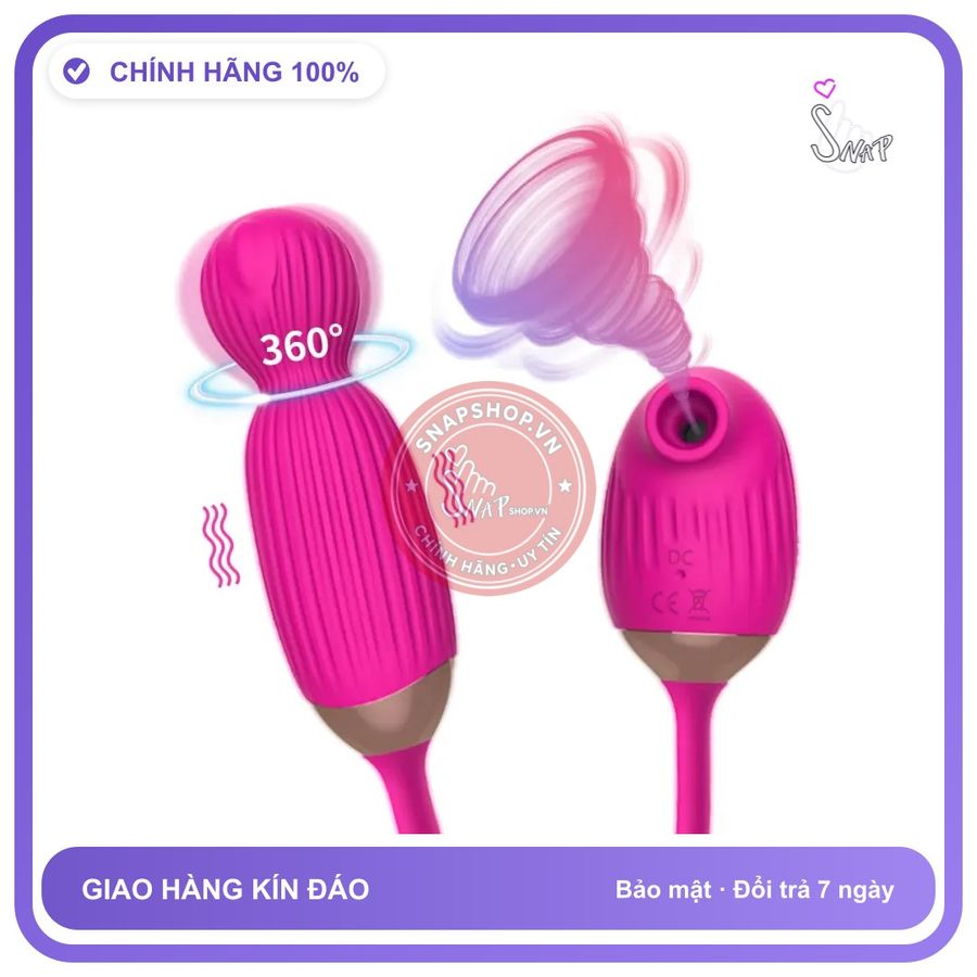 Trứng Rung Điểm G Vivian Kết Hợp Thổi Bú Âm Đạo chính hãng - sạc usb, silicone mềm mại, chất liệu an toàn cho da - giao hàng che tên kín đáo