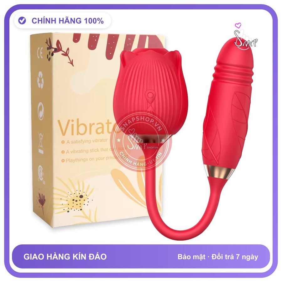 Trứng Rung Hình Bông Hồng Với 10 Chế Độ Rung Mút chính hãng - sạc USB, chống nước, silicone mềm mại - giao hàng che tên kín đáo