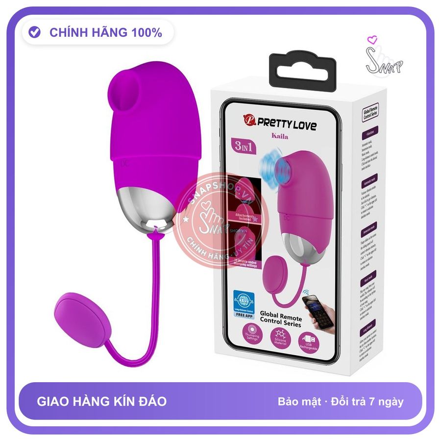 Trứng Rung Pretty Love Kalila Điều Khiển Từ Xa Bằng App chính hãng - 10 chế độ rung, sạc USB, silicone mềm mại - giao hàng che tên kín đáo