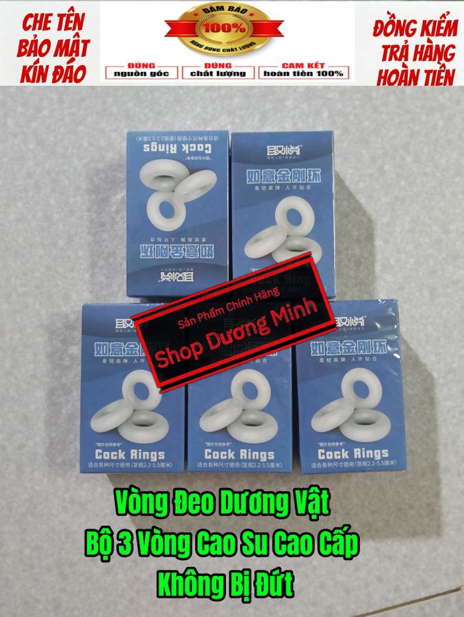 ( Hàng Chính Hãng) Vòng Đeo Dương Vật Bộ 3 Cái, Cao Su Co Giãn Tốt, Bền Bỉ, tái sử dụng lâu dài 