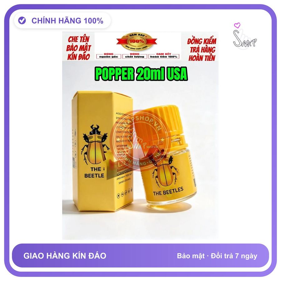 Chai hít tăng khoái cảm Popper THE BEETLES 20ml Seal Popper 20ml USA, Hàng Cao Cấp,Ko Nhức Đầu, Ko Bỏng Mũi,Bao Phê