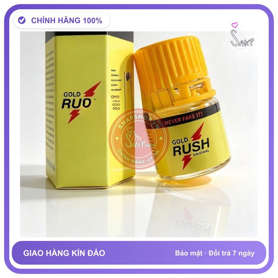 Chai hít tăng khoái cảm Popper GOLD RUSH 20ml Hàng Nhập Khẩu USA Popper 20ml Dòng Cao Cấp Cực Mạnh Phê Lâu Cho Ng Lờn Lâu Năm