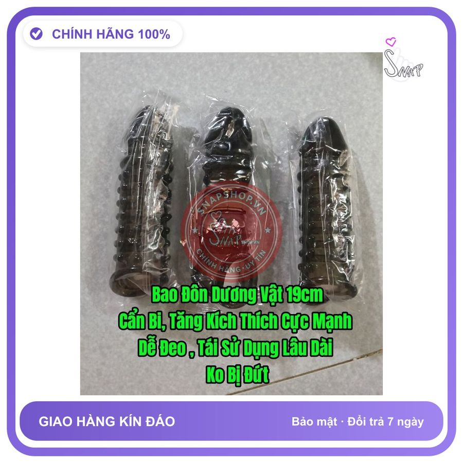 Đồ chơi người lớn Sale Bao Đôn Dương Vật 19cm, silicon cao cấp, cực bền, sử dụng lâu dài, che tên sản phẩm bảo mật kín đáo