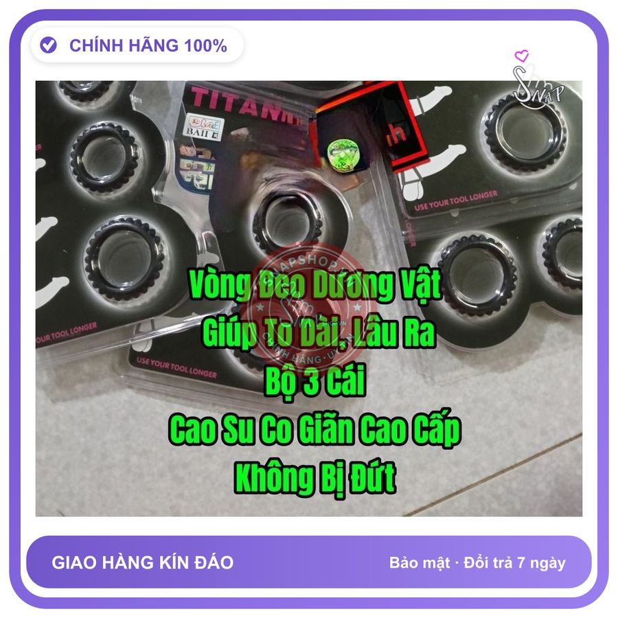 Đồ chơi người lớn TITAN Sale Vòng Đeo Dương Vật Bộ 3 Cái,Hàng Chính Hãng, Bền Bỉ, Không Bị Đứt