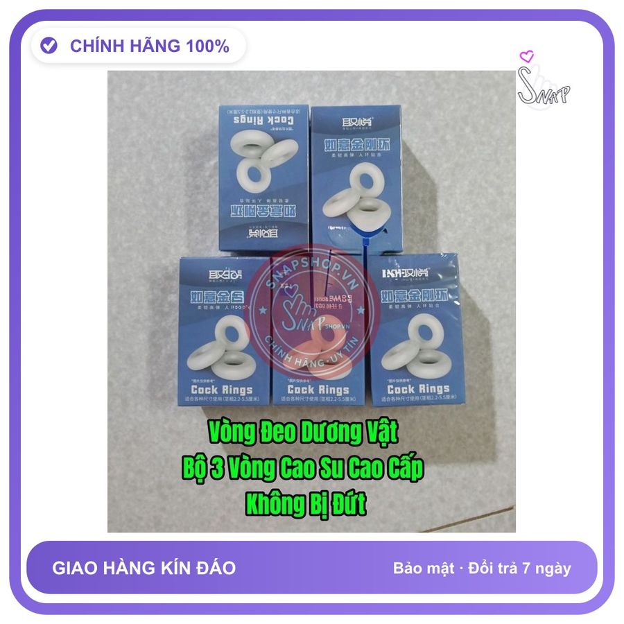 Đồ chơi người lớn Ruyi Jin Gang Huan Sale Vòng Đeo Dương Vật Bộ 3 Cái, Cao Su Co Giãn Tốt, Ko Bị Đứt, che tên sản phẩm bảo mật kín đáo