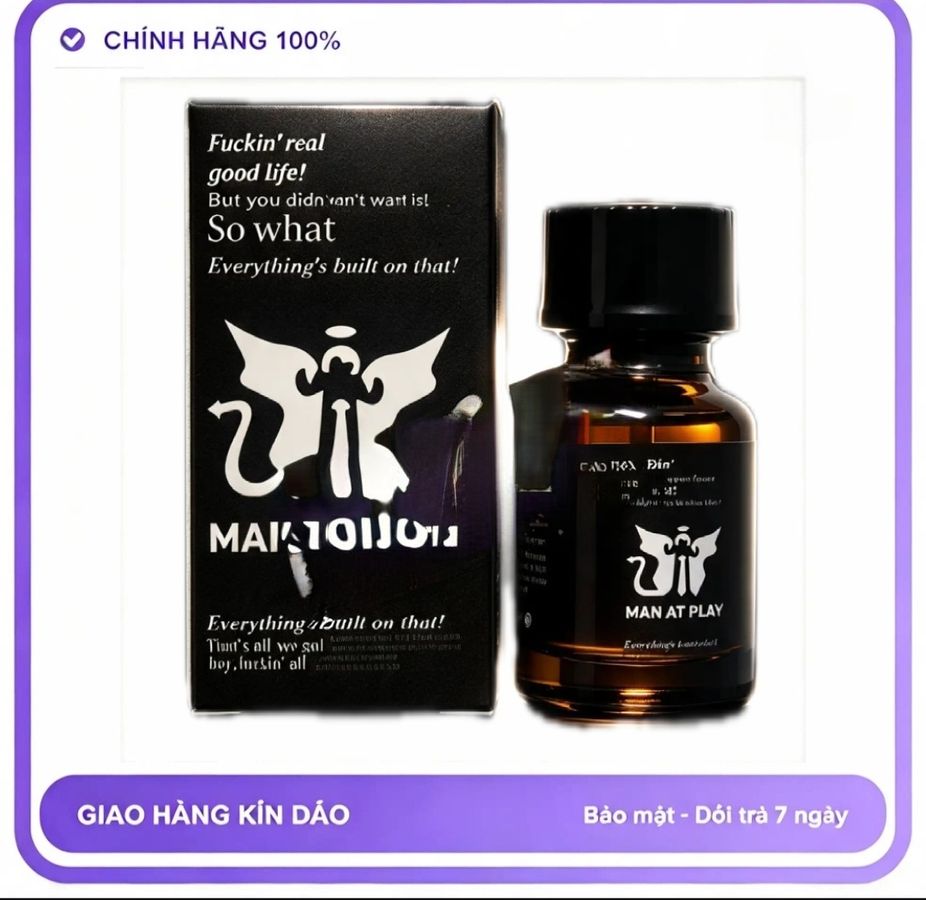 Chai hít tăng khoái cảm Popper MAN AT PLAY 10ml Sale Lớn Giá Ưu Đãi, Popper 10ml USA, Dòng Mạnh, Phê Lâu Tác Dụng Nhanh Chóng