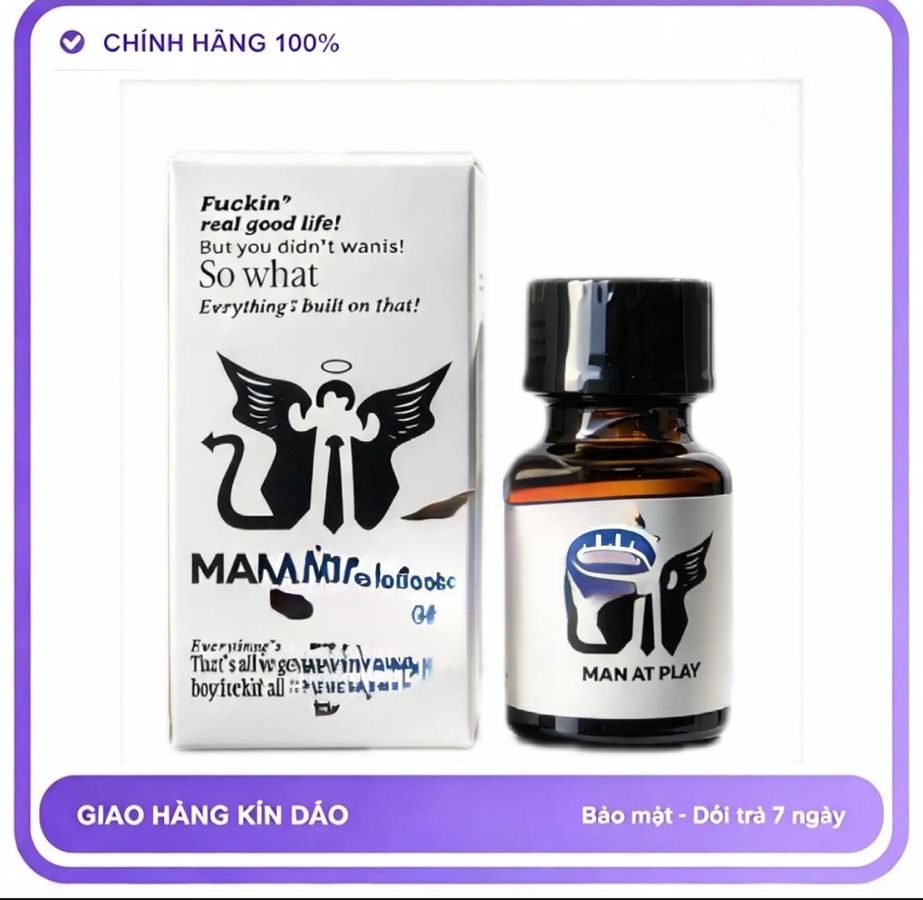 Chai hít tăng khoái cảm Popper MAN AT PLAY 10ml Hàng Công Ty Popper Nhập Khẩu 10ml USA, Tác Dụng Nhanh, Kích Thích Mạnh
