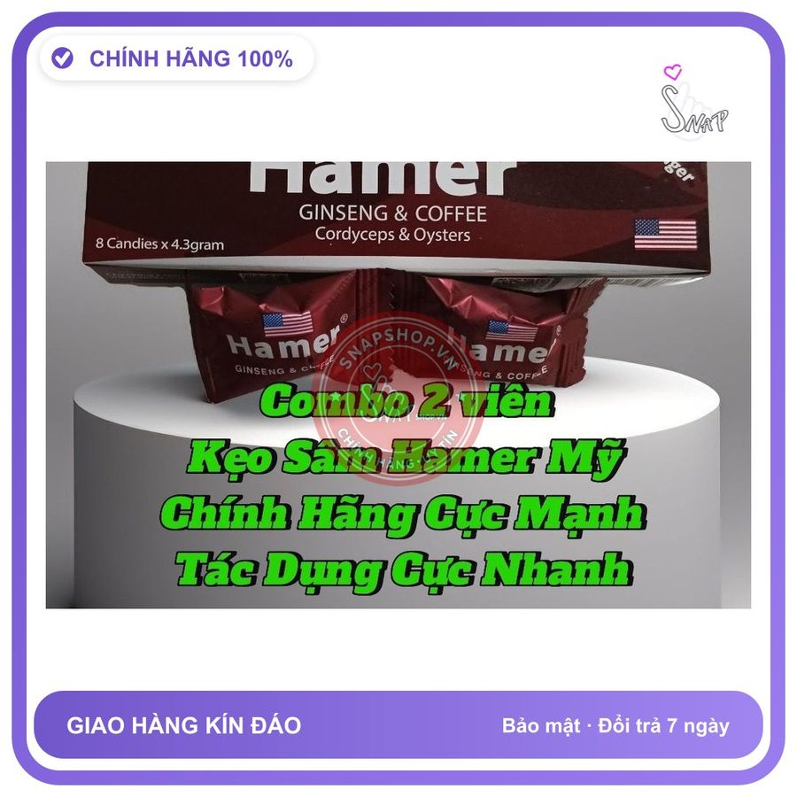 Viên uống hỗ trợ sinh lý nam Hamer Hàng Chính Hãng Mỹ Combo 2 Viên Kẹo Hamer, Cực Mạnh Tác Dụng Nhanh Chóng, Tăng Ham Muốn, Cương Cứng Liên Tục