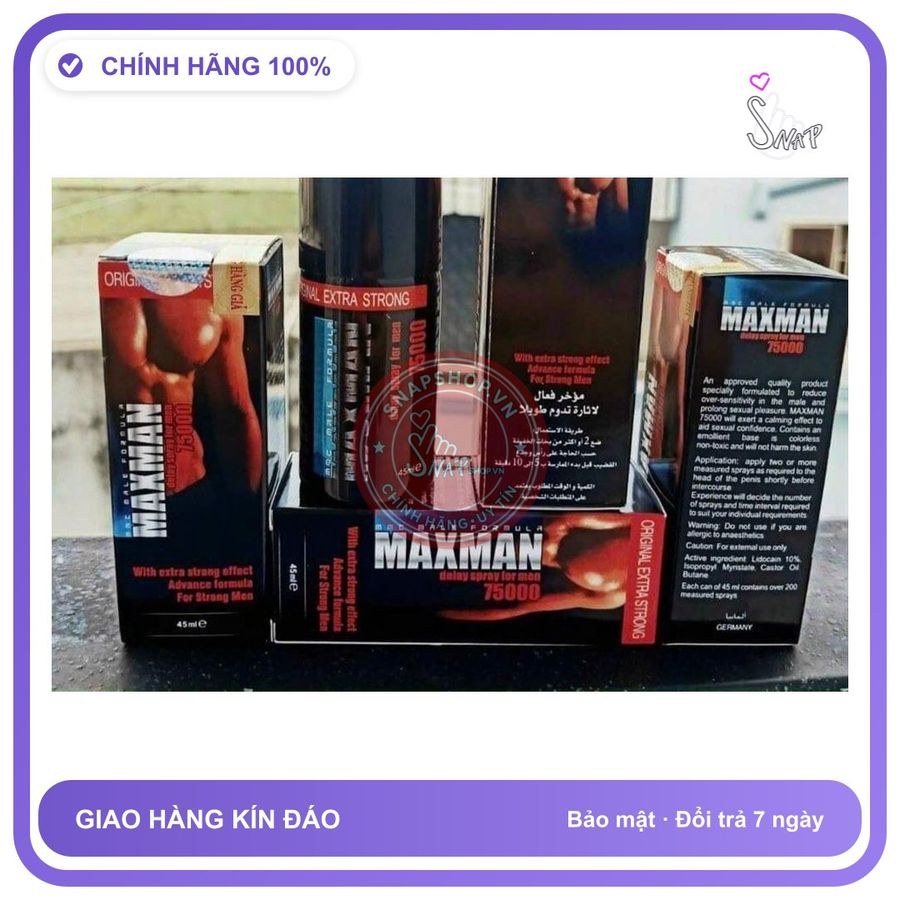 Chai xịt kéo dài thời gian nam MAXMAN Hàng Công Ty Chai Xịt Kéo Dài Thời Gian Quan, Giúp Cương Cứng, Chống Xìu, Tác Dụng Nhanh Chóng, che tên sản phẩm