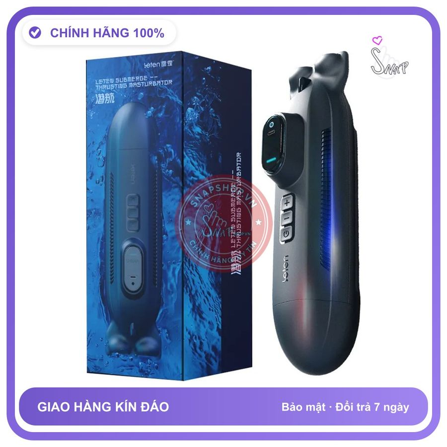 Âm Đạo Giả Đa Năng Leten Submerge Thrusting Masturbator chính hãng - 10 chế độ rung, sạc USB, rung nhấp chuyển động đẩy tới và lui tự hàng có sẵn