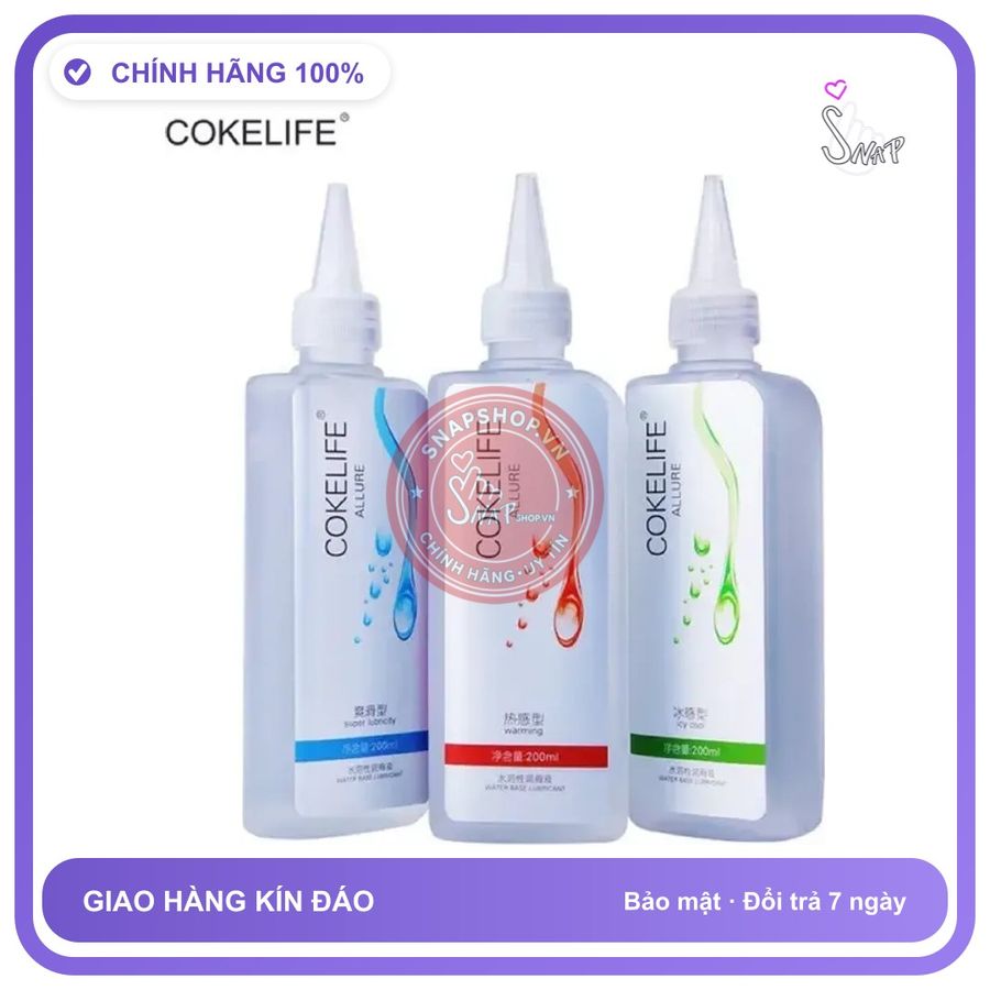 Gel Bôi Trơn Gốc Nước COKELIFE Allure chính hãng - gốc nước không dính rít, dung tích 200ml, dùng được cho hậu môn - giao hàng che tên kín đáo