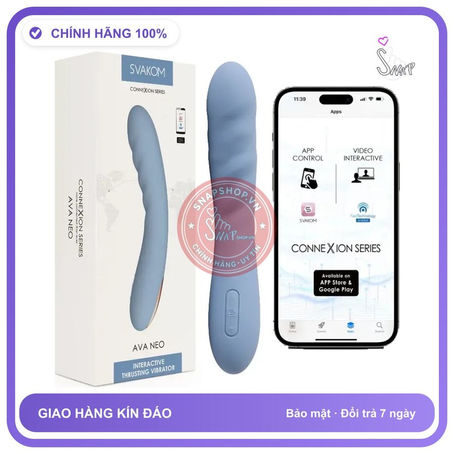 Dương Vật Giả Svakom Ava Neo Có rung nhấp chuyển động đẩy tới và lui Đa Chế Độ chính hãng - 5 mức rung, sạc USB, rung nhấp chuyển động đẩy tới và lui tự động - giao hàng che tên kín đáo