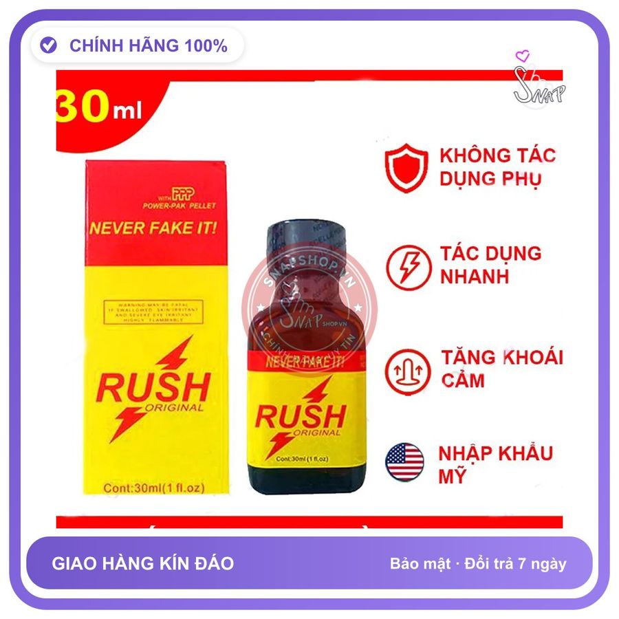 Popper Rush Vàng 30ml Chính Hãng - chai 30ml, hàng chuẩn nhập khẩu, nắp kín không bay hơi - giao hàng che tên kín đáo