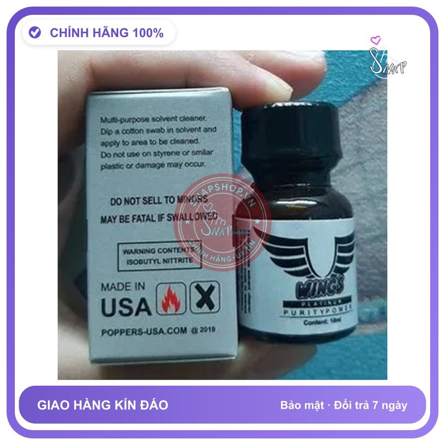 Popper 10ml Wings - Hàng Chính Hãng USA - chai 10ml, hàng chuẩn nhập khẩu, nắp kín không bay hơi - giao hàng che tên kín đáo