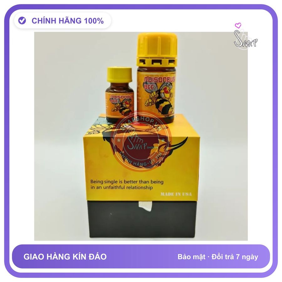Popper Poisonous Bee 40ml + 10ml chính hãng - chai 40ml, hương dịu không nồng, dòng mạnh - giao hàng che tên kín đáo