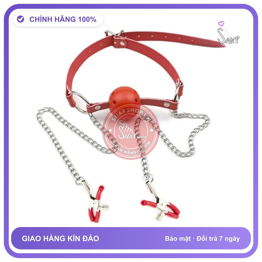 Dụng Cụ Bịt Miệng Có Bóng và Kẹp Đầu Ti chính hãng - silicone cao cấp, chất liệu an toàn cho da, dễ vệ sinh - giao hàng che tên kín đáo