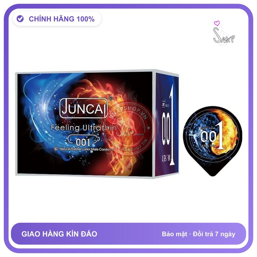 Bao Cao Su Juncai Ice Fire Siêu Mỏng Hộp 10 Chiếc chính hãng - nhiều gel bôi trơn, hộp 10 cái, có hương thơm - giao hàng che tên kín đáo