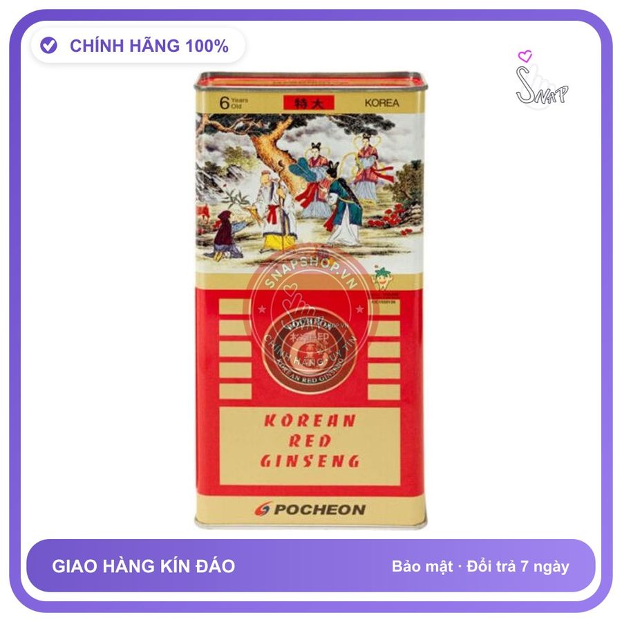 Hồng sâm khô Hàn Quốc POCHEON hộp thiếc 300g 18 củ chính hãng - trọng lượng 300g, hàng nhập khẩu, hàng chuẩn nguồn gốc rõ ràng - giao hàng che tên kín đáo