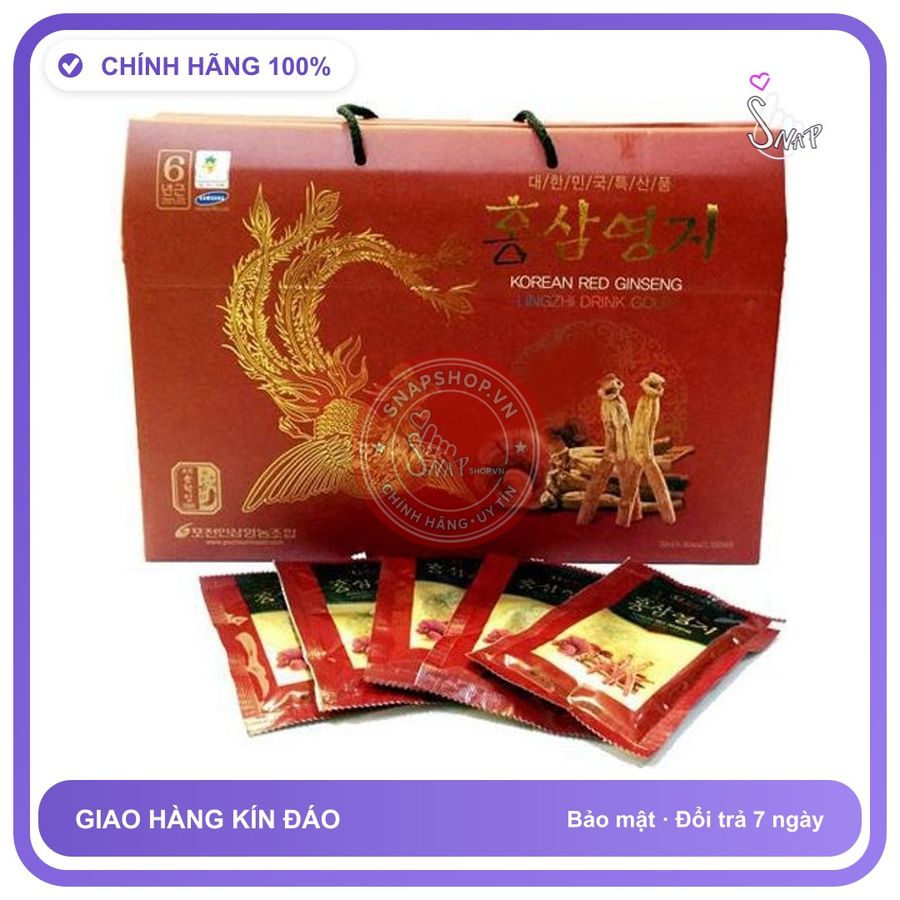 Nước Hồng Sâm Linh Chi POCHEON Hàn Quốc hộp chính hãng - thành phần thiên nhiên, trọng lượng 30g, hàng nhập khẩu - giao hàng che tên kín đáo