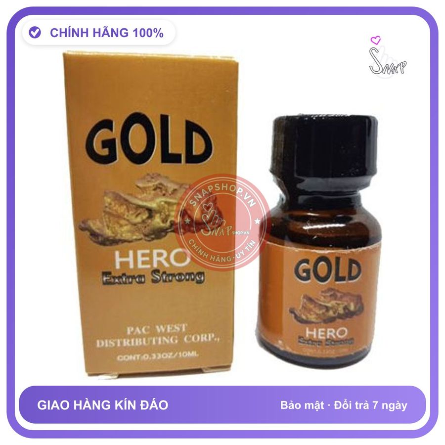 Pooper Gold Hero 10ml Chính Hãng Mỹ - chai 10ml, hàng chuẩn nhập khẩu, nắp kín không bay hơi - giao hàng che tên kín đáo