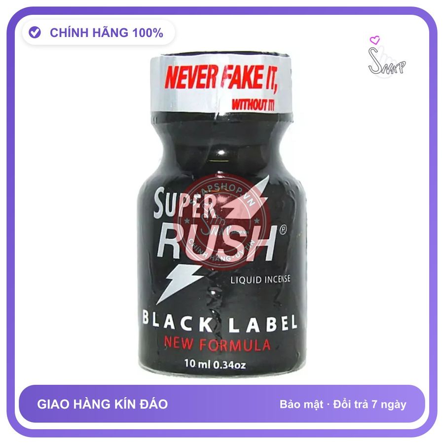 Chai Hít Tăng Khoái Cảm Popper Super Rush Black Label Chai 10ml chính hãng - hương dịu không nồng, dòng mạnh, hàng chuẩn nhập khẩu - giao hàng che tên kín đáo