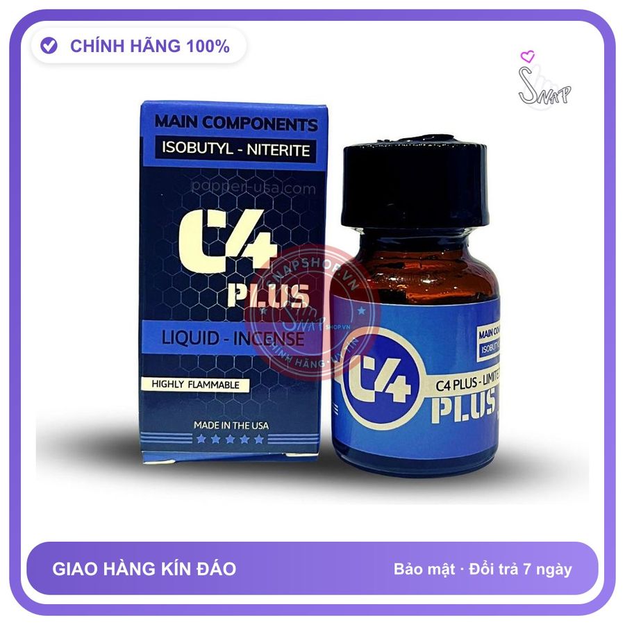 Popper C4 Xanh (Blue) – Cực Mạnh, Cực Sướng 10ml chính hãng - chai 10ml, hương dịu không nồng, dòng mạnh - giao hàng che tên kín đáo