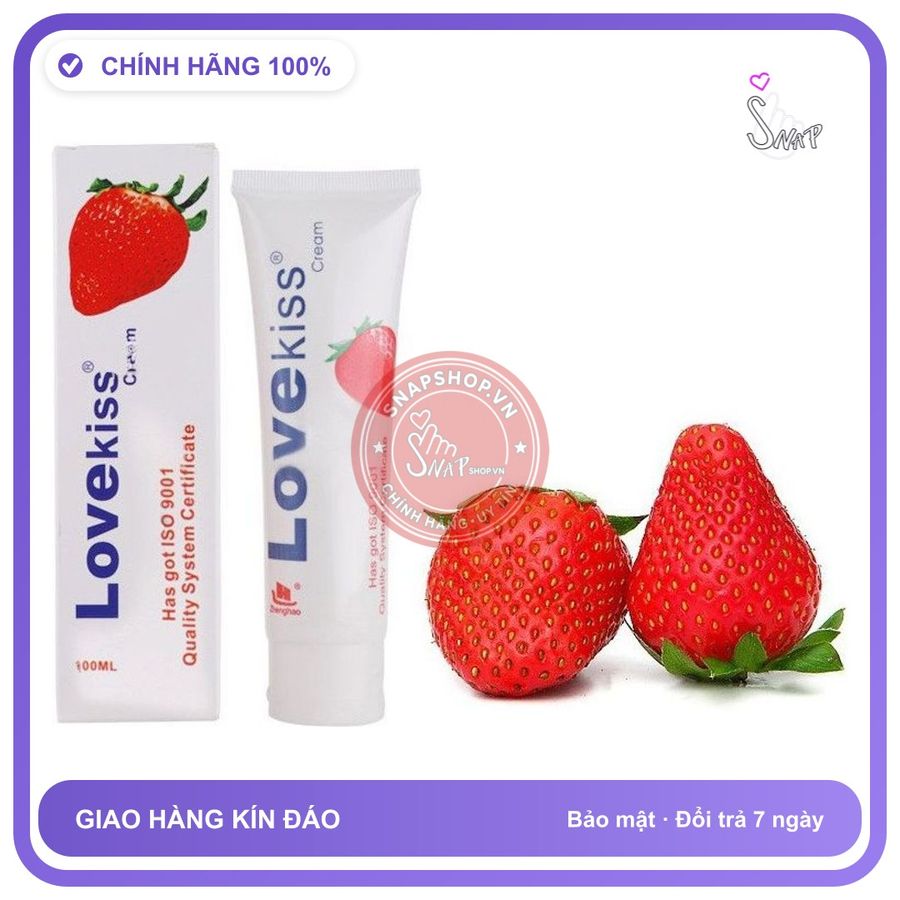 Gel Bôi Trơn Love Kiss Hương Dâu 100ml chính hãng - dung tích 100ml, dịu nhẹ an toàn cho da, dễ rửa sạch - giao hàng che tên kín đáo