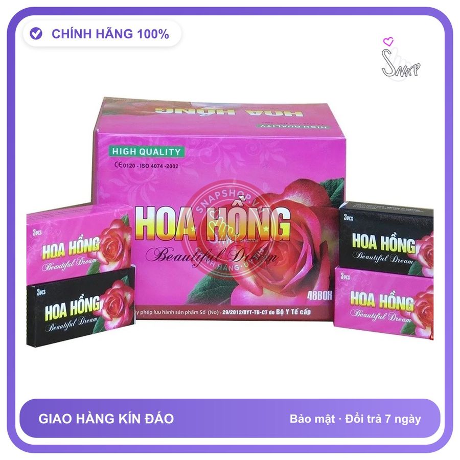 Bao Cao Su Hoa Hồng 144 Cái chính hãng - ôm sát cảm giác thật, chất liệu latex an toàn, hàng nhập khẩu - giao hàng che tên kín đáo