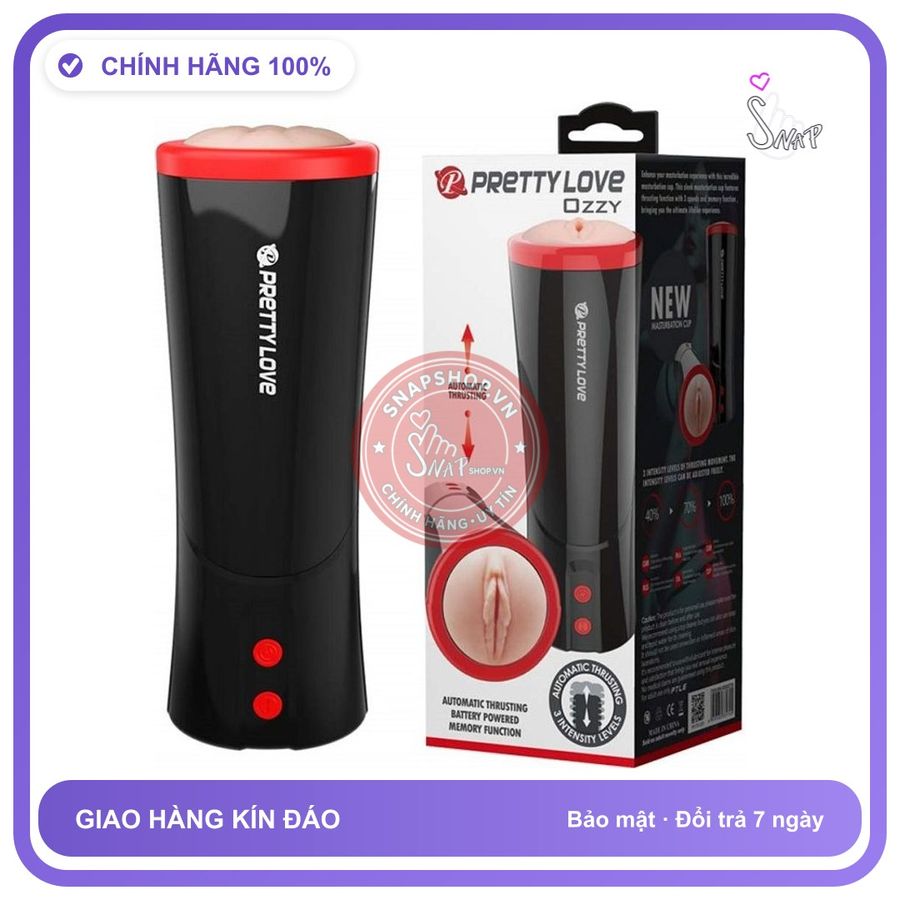 Âm Đạo Giả Giống Thật Tự Thụt Prettylove Ozzy chính hãng - 3 chế độ rung, rung nhấp chuyển động đẩy tới và lui tự động, silicone mềm mại - giao hàng che tên kín đáo