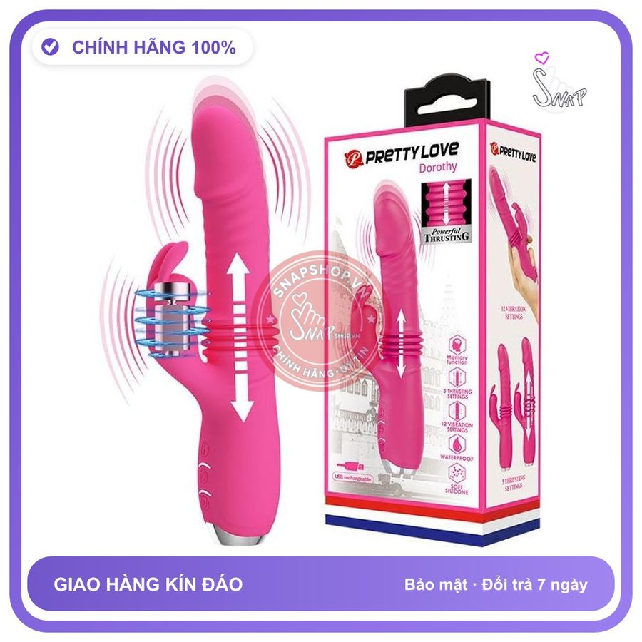 Dương Vật Giả Đa Năng Prettylove Dorothy – rung nhấp chuyển động đẩy tới và lui Ngoáy chính hãng - 3 chế độ rung, sạc USB, rung nhấp chuyển động đẩy tới và lui tự động - giao hàng che tên kí