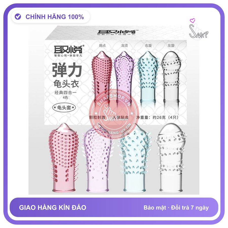 Bao Cao Su Đôn Dên Ngón Tay Aichao Bộ 4 Chiếc chính hãng - ôm sát cảm giác thật, chất liệu latex an toàn, hàng nhập khẩu - giao hàng che tên kín đáo